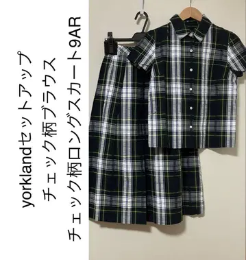 yorkland 셋업 9AR (체크 무늬 블라우스 + 체크 무늬 스커트)