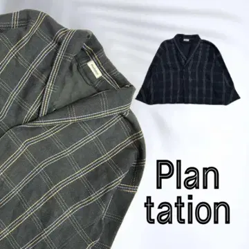 Plantation 네이비 체크 반팔 셔츠