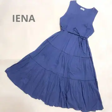 새상품급 이에나 IENA 코튼 보일 원피스 파랑 티어드 원피스