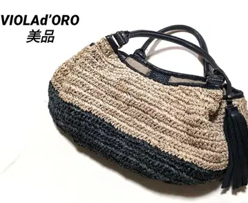 비올라도로 바스켓백 가죽 숄더백 태슬 라피아 백