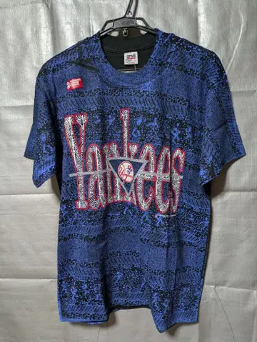 미사용 90s 양키스 올 패턴 티셔츠(L) usa제 빈티지 MLB 공식