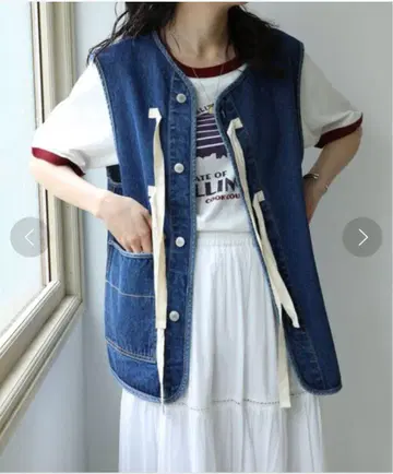 FREAKS STORE 리본 포함 데님 베스트