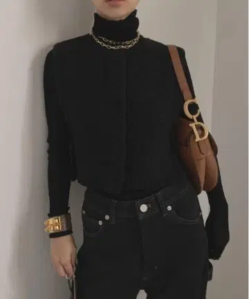 CARDIGAN LIKE VEST SET TOP 블랙