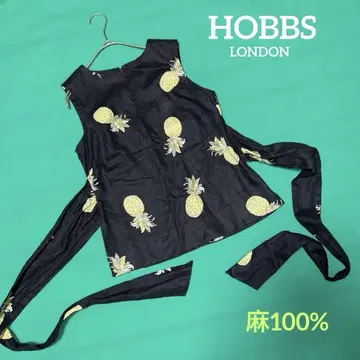 HOBBS 린넨 100% 슬리브리스 파인애플 패턴 상의