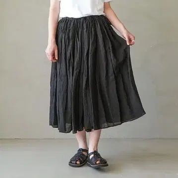 올드 맨즈 테일러 린넨 데님 개더 스커트