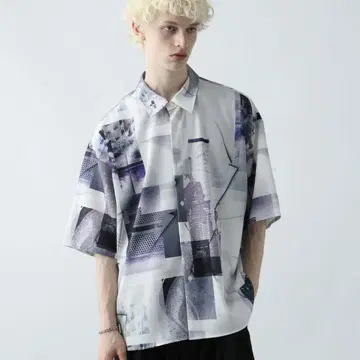 HARE [WEB 한정판] 멀티 재료 패턴 셔츠 SS