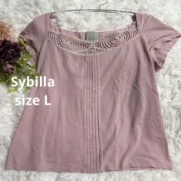 시빌라 Sybilla 핑크 반팔 티셔츠 레이스 장식