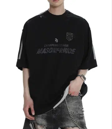 MASONPRINCE 오버 사이즈 사이드 라인 티셔츠