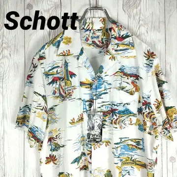 택 포함 새상품 Schott 샷 알로하 셔츠 레이온 좋은 디자인 L 상당