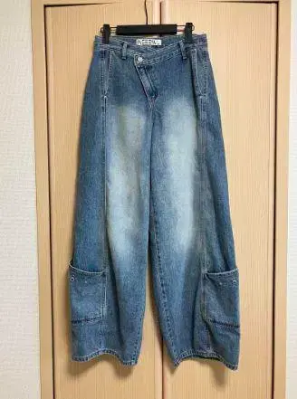라이트 블루 와이드 레그 데님