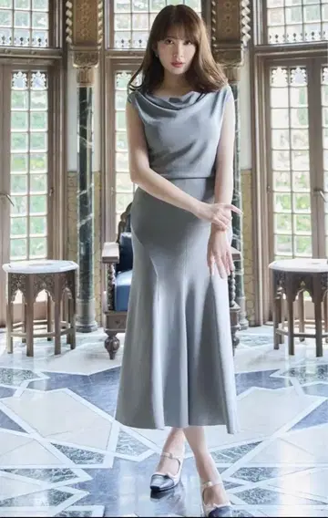 Herlipto Drape Neck Long Knit Dress 정품