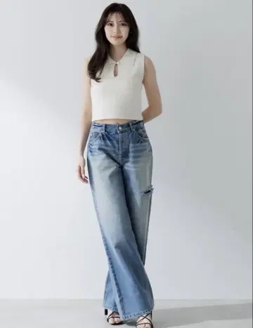 SENEE 루즈 빈티지 라이크 데님 블루 S