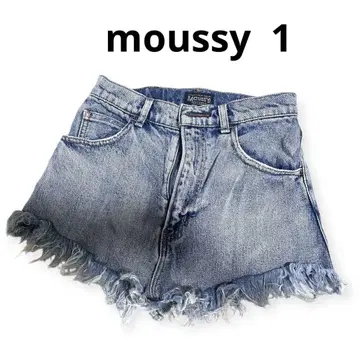 moussy 데님 블루 프린지 숏 팬츠 1 워시 가공