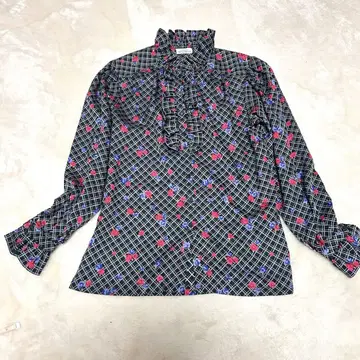 새상품급 니나리치 블라우스 꽃무늬 블랙 프릴