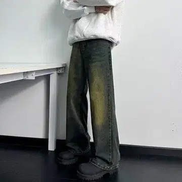 남성용 배기 데님 워시드 배기 팬츠 여성용 팬츠 빈티지 L