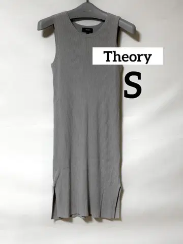 Theory 슬리브리스 리브 니트 원피스 무릎 기장