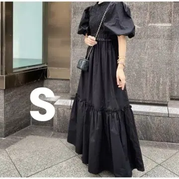 ZARA 포플린 패널 원피스 롱 원피스 블랙 S