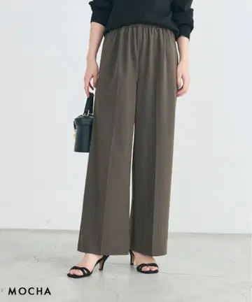 허리 밴딩 릴랙스 팬츠 카키 모카 와이드 팬츠 새틴