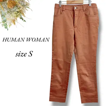 HUMAN WOMAN 캐주얼 팬츠 S 테라 색상 신축성 하의 3941