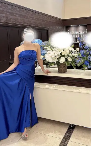 블루 롱 드레스 파티 캬바쿠라