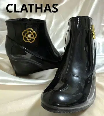 클레이서스 CLATHAS 블랙 웨지 힐 레인부츠 23cm M