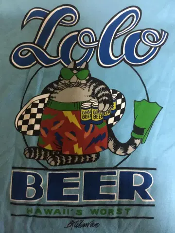 80~90's HAWAII 크레이지 셔츠 크리반 캣 티셔츠