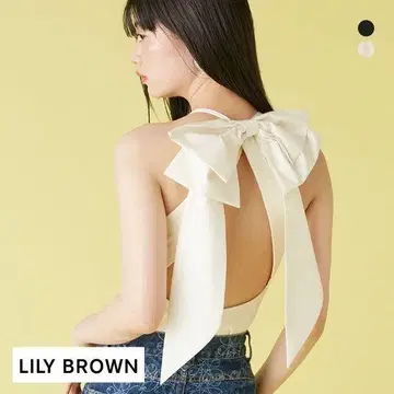 LILY BROWN 오픈 백 리본 바디수트 릴리 브라운 블랙