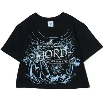 MGA 미세스 FJORD 글리터 로고 티셔츠 블랙 크롭