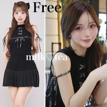 신품 택 포함 다리치 도킹 레이스업 미니 원피스 블랙 프리