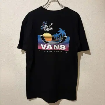 VANS 티셔츠 남성용 L 상당 블랙 백 프린트 스케이터