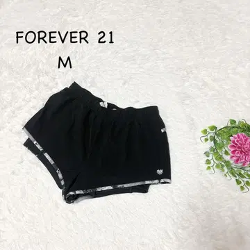 FOREVER 21 M 블랙 숏 팬츠 스포츠 웨어 로고 자수
