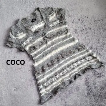 COCO 코코 반팔 니트 니트 튜닉 모헤어 38 그레이 화이트