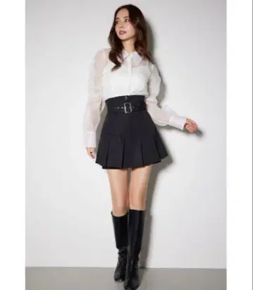 rienda 2WAY 하이웨스트 미니 스커트 숏 팬츠 플리츠 BLK