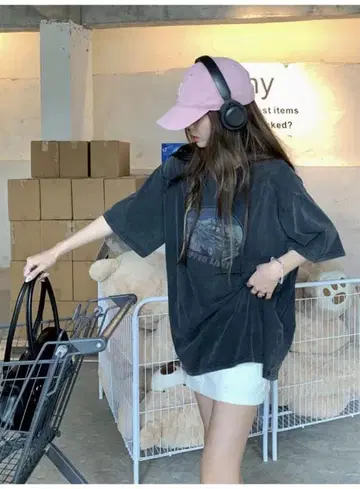 빈티지 가공 아메리칸 티셔츠 블랙 L 반팔