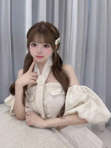 Darich 홀터넥 오프숄더 트위드 상의