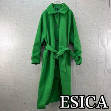 고품질 ESICA 에시카 롱 코트 벨트 포함 프리 사이즈 그린
