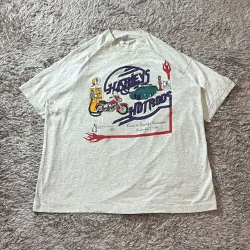 90s 구제 의류 빈티지 싱글 스티치 프론트 빅 프린트 이벤트 T