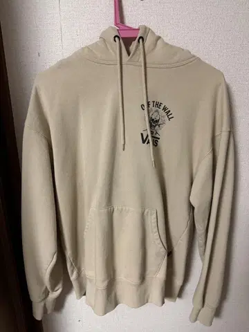 VANS 베이지 스컬 프린트 후드티