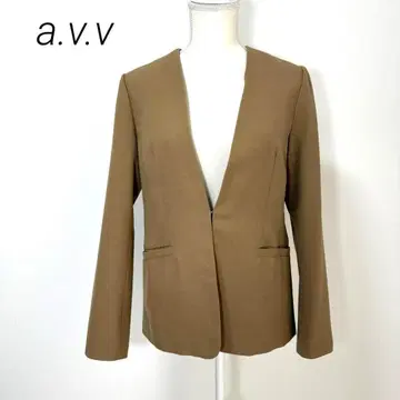 아베베 a.v.v 노카라 자켓 긴팔 얇은 소재 후크 잠금 베이지