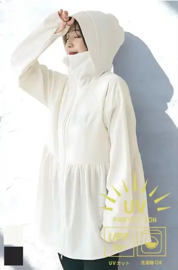coca UV 차단 티어드 후드티 개더 후드티