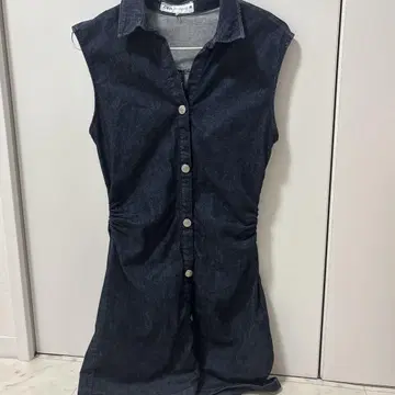 ZARA 자라 다크 블루 데님 미니 셔츠 원피스