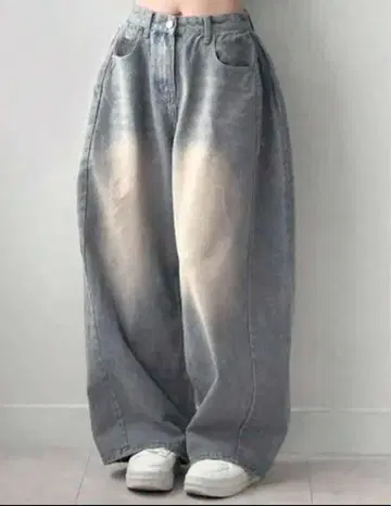 DAZY 와이드 레그 청바지 와이드 데님 미디엄 워시