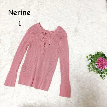 Nerine [S] 리본 포함 핑크 리브 니트 슬림 레이스업 스타일