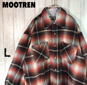 MOOTREN 옴브레 체크 무늬 셔츠 L