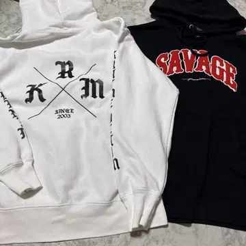 KRYHME DENIM & SAVAGE 후드티 2개 세트