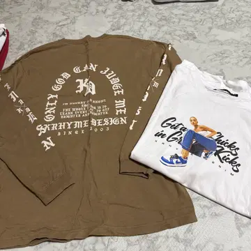 KRHYME DENIM 그래픽 긴팔 티셔츠