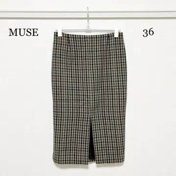 0111 MUSE 롱 타이트 스커트 36 사이즈 하운드투스 체크 무늬