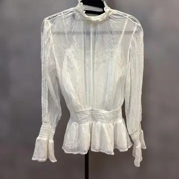 ALLSAINTS 화이트 프릴 장식 긴팔 블라우스