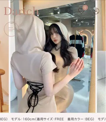 Darich 백 오픈 컷 미니 원피스