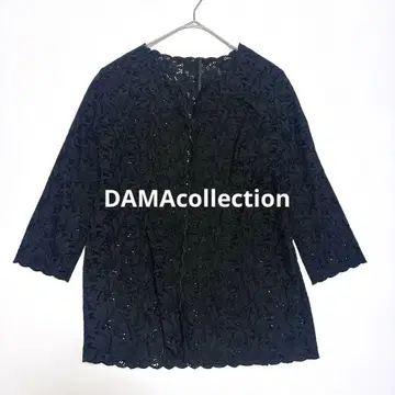 DAMAcollection 자수 노카라 가디건 자켓 꽃무늬